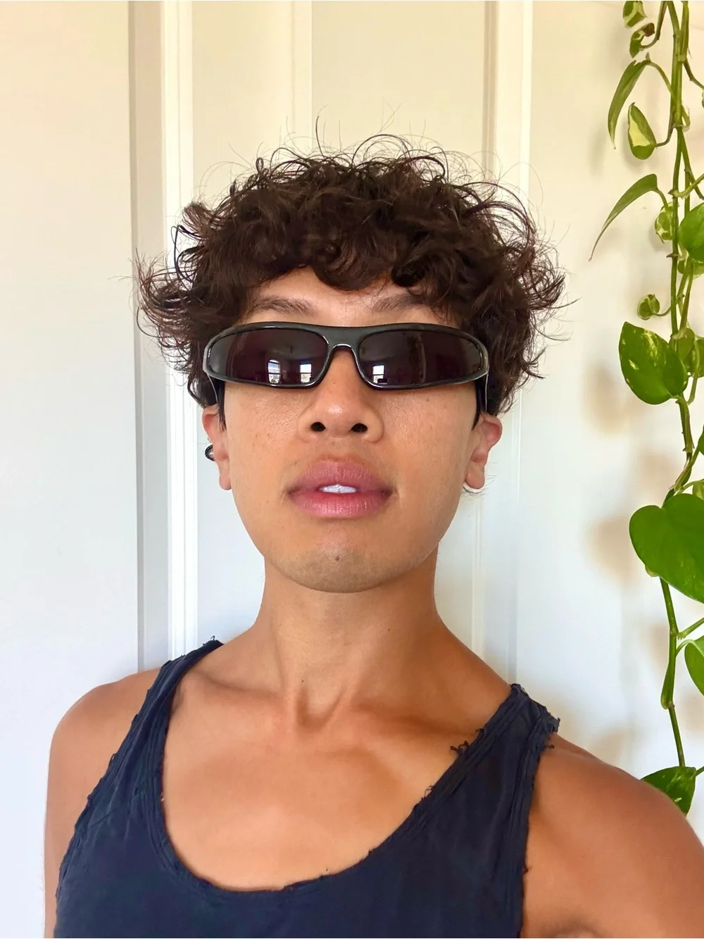 Vintage 90’s Black Matrix Sunglasses With Purple Frames